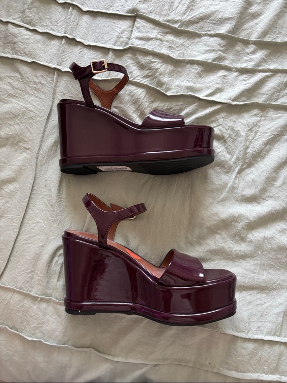 Madden Girl Patent Platform Wedge Sandals in Burgundy - Picture 6 of 8